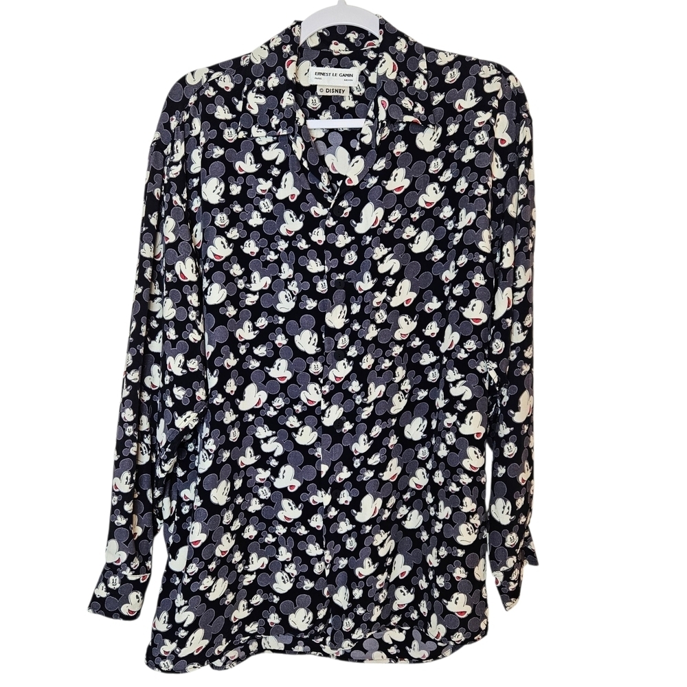 Ernest Le Gamin Disney Mickey Mouse Button Down Long Sleeve Shirt Vintage Rare
